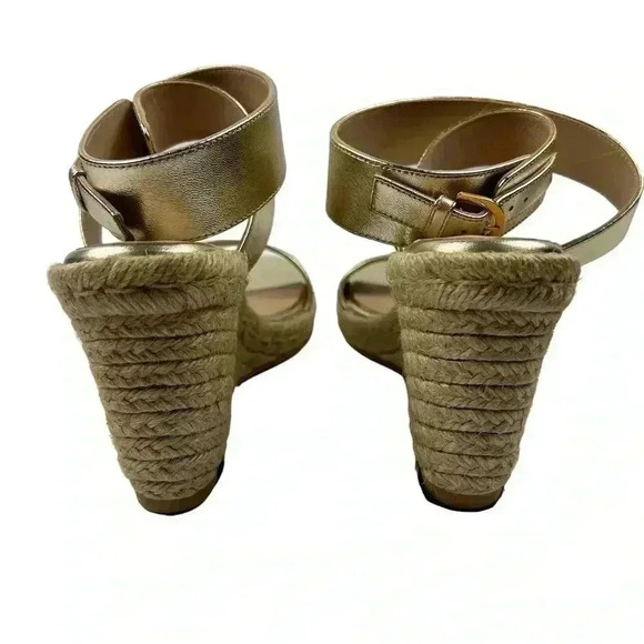 Stuart Weitzman Women's Gold Lexia Espadrille Wedge Sandals Size 6.5 Summer - Picture 10 of 15